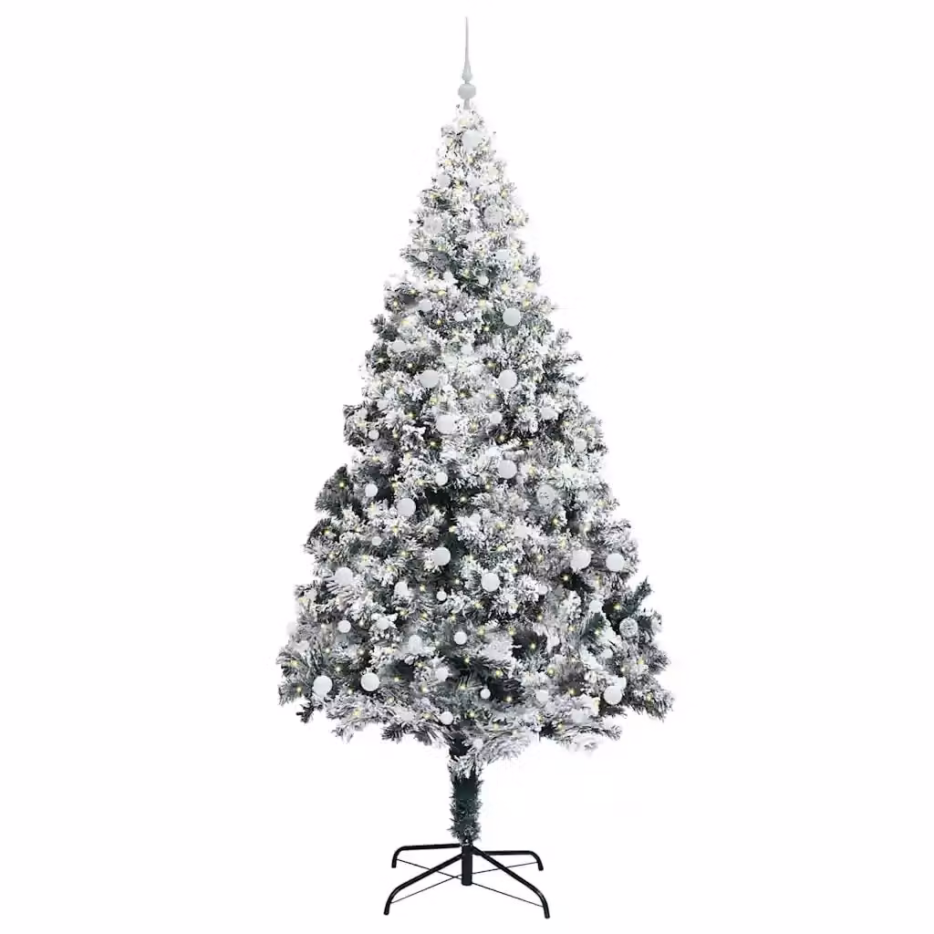 Albero di Natale artificiale moderno vidaXL bianco con 300 LED luce bianca calda, Altezza: 240 cm – 2