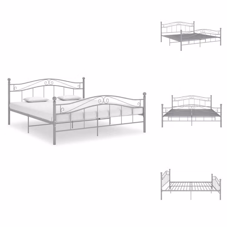 vidaXL Letto grigio in metallo 180x200 cm - Letti & reti
