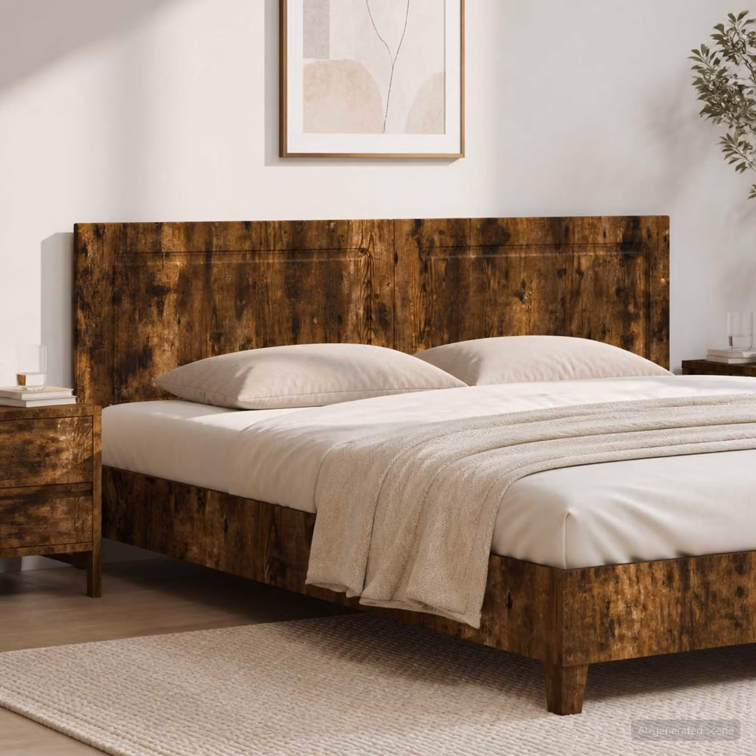 Testiera da muro vidaXL UTRECHT in legno ingegnerizzato, colore Rovere Fumo, L: 180,5 cm, H: 50 cm, P: 3 cm