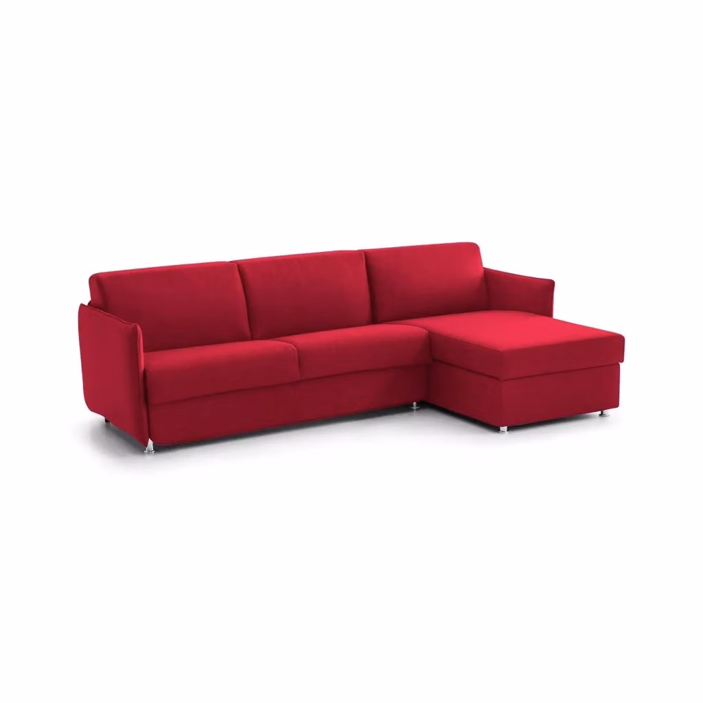 Divano Letto Scordia DMORA con Penisola Sfoderabile Made in Italy, L/P: 260 x 160 cm, Rosso – 2