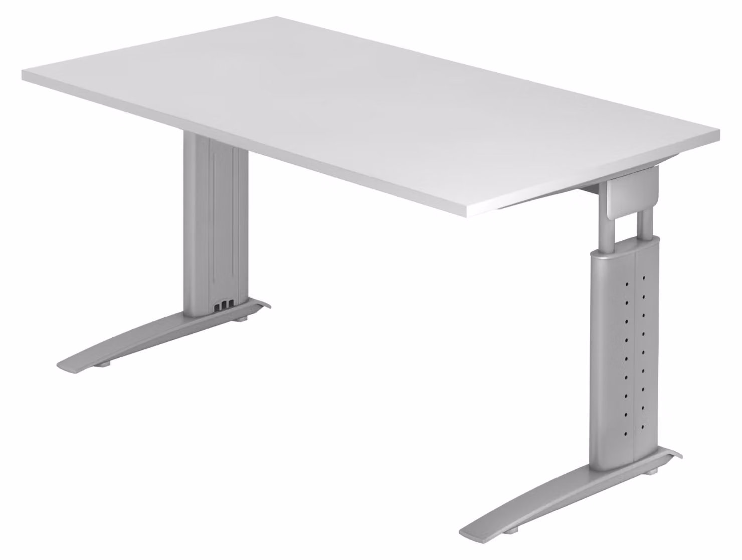 Scrivania bümö Serie U - Finitura: bianco, struttura: grigio argento, dimensioni: 140 x 80 cm