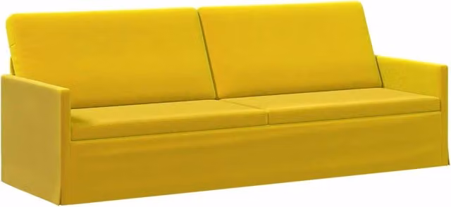 Divano a 3 posti moderno vidaXL in velluto giallo con struttura in metallo L: 220 cm, P: 81 cm, H: 82 cm