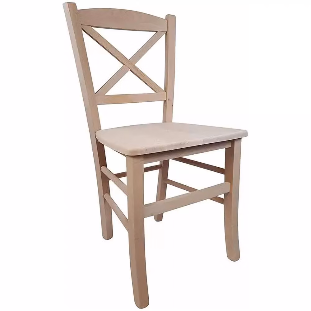 Set di 2 sedie da cucina classiche in legno grezzo Mobili 2G L/P/H: 43 x 46 x 88 cm – 2
