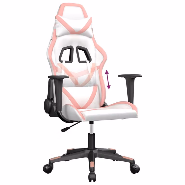 Sedia da Gaming Bianco e Rosa in Pelle finta