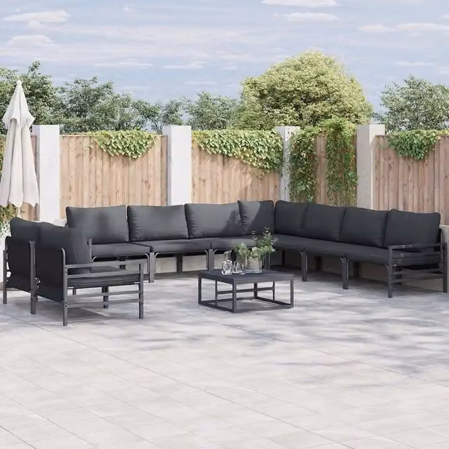 Set Divano da Giardino a L vidaXL in Acciaio Antracite con Cuscini Imbottiti e Rivestimenti Rimovibili – 1