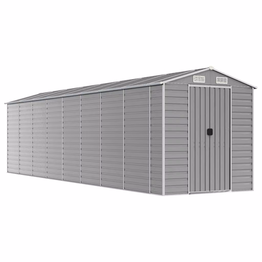 Casetta da giardino grigio chiaro 191x810x198 cm in acciaio zincato
