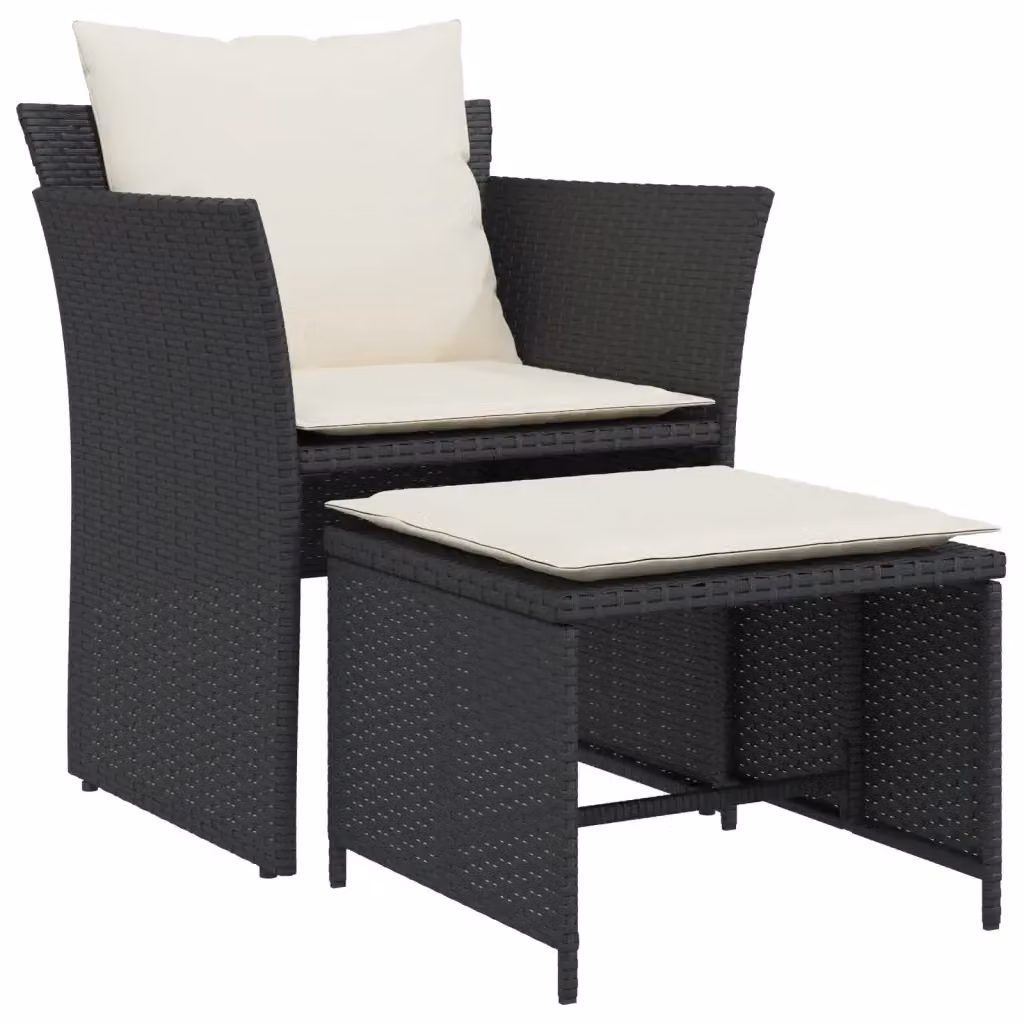 Poltrona da giardino moderna vidaXL in rattan e metallo nero opaco – 2