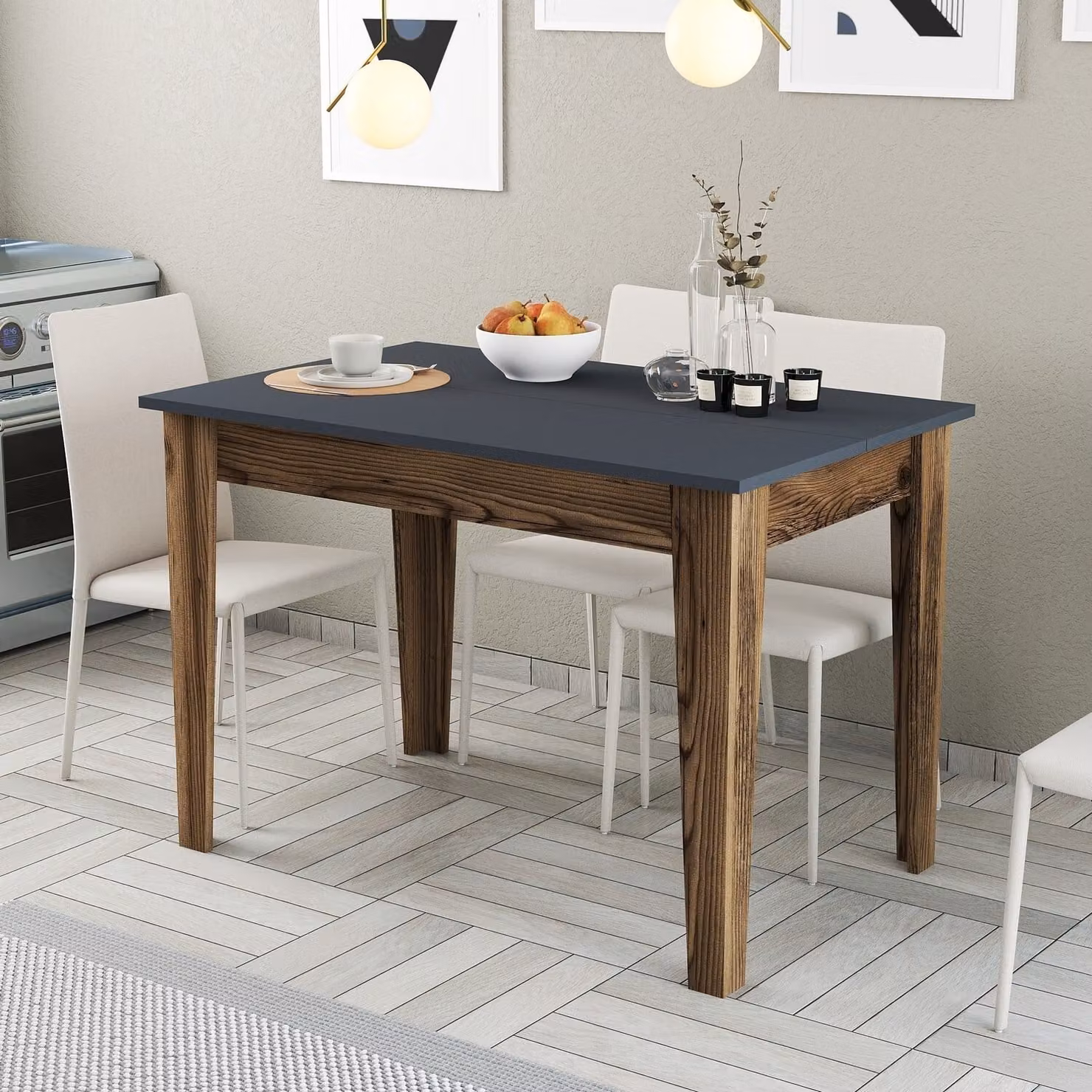 Skye Decor, Kiev 504 - Noce, Antracite, Küchentisch, Nussbaum, 100 % MELAMINBESCHICHTETETETEN SPANPLATTEN, 110 x 72 x 75 cm
