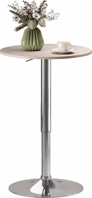 Tavolo da bar girevole XYLO con altezza regolabile e base rotonda, colore naturale, L/P/H: 60 x 60 x 67-93 cm