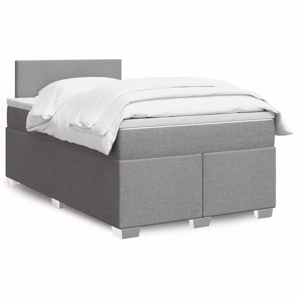 vidaXL Letto Ibrido con Materasso Grigio e Bianco con Illuminazione Sotto il Letto e Porta USB L/P/H: 120 x 200 x 100,5 cm