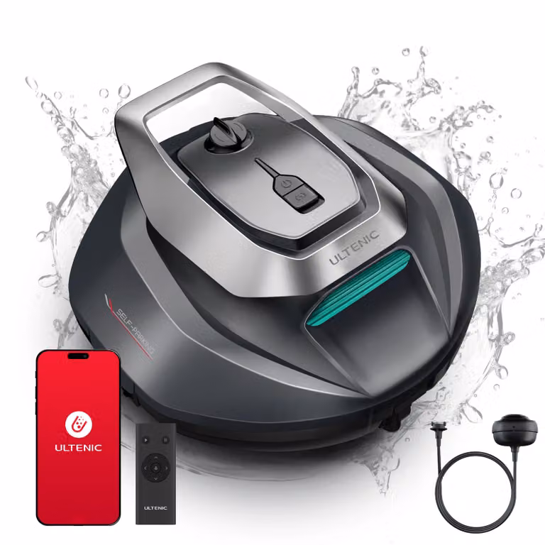 Robot pulitore per piscina Ultenic Pooleco, 5200 mAh, 90 min, 3 motori brushless, pulizia automatica, serbatoio da 2,5 l, funzione di parcheggio automatico, con telecomando e app