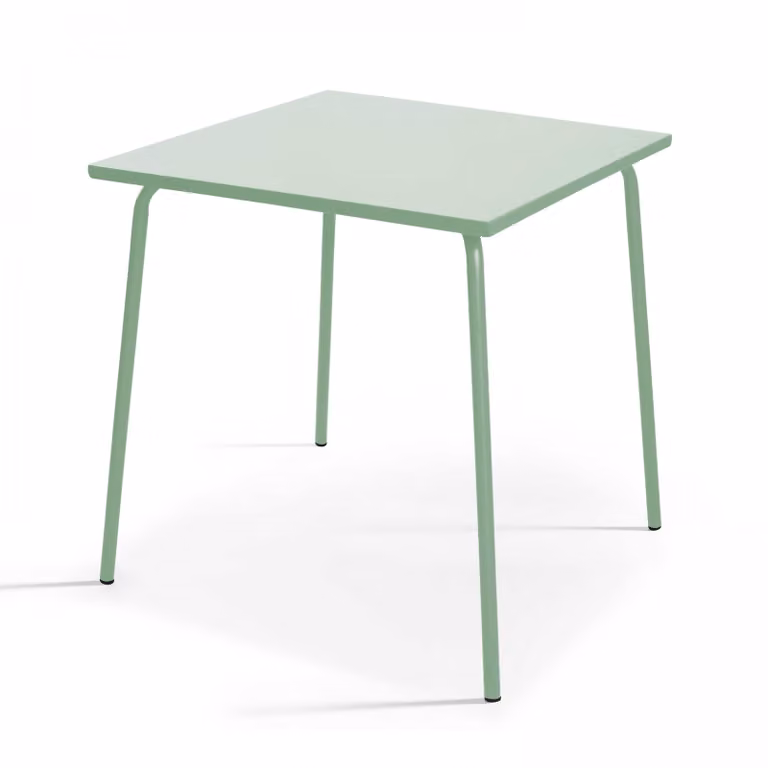 Tavolo da giardino quadrato in metallo verde salvia 70cm - Oviala Palavas