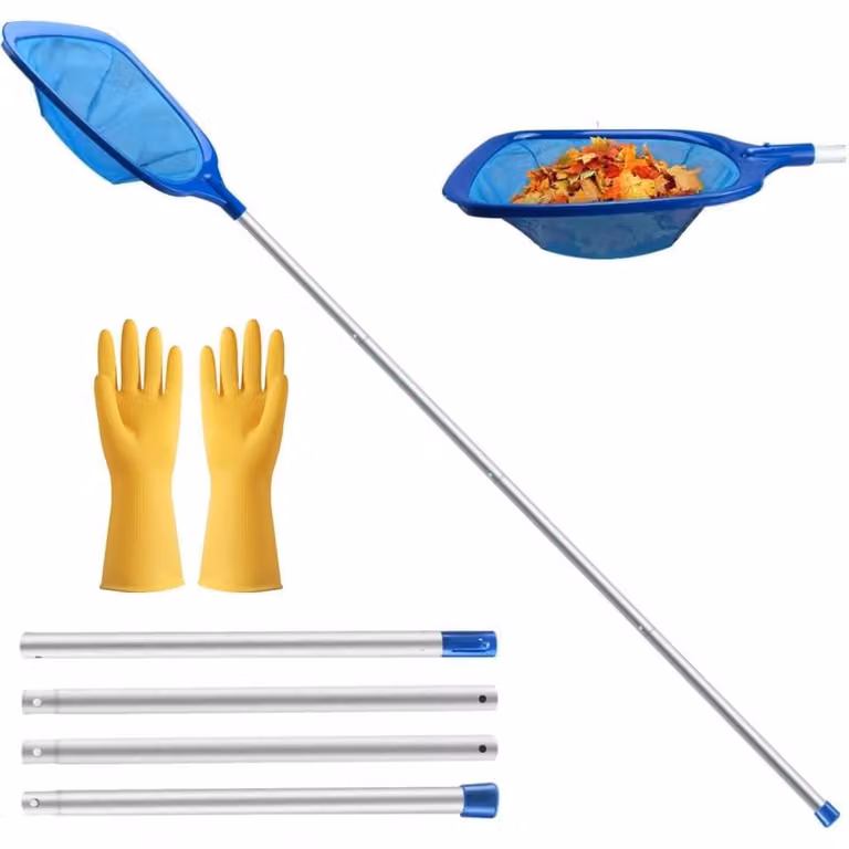 Retino per piscina a maglia fine - Telescopico - Stabile - Realizzato in plastica di alta qualità - Nylon resistente - Facilmente smontabile - Skimmer per piscina