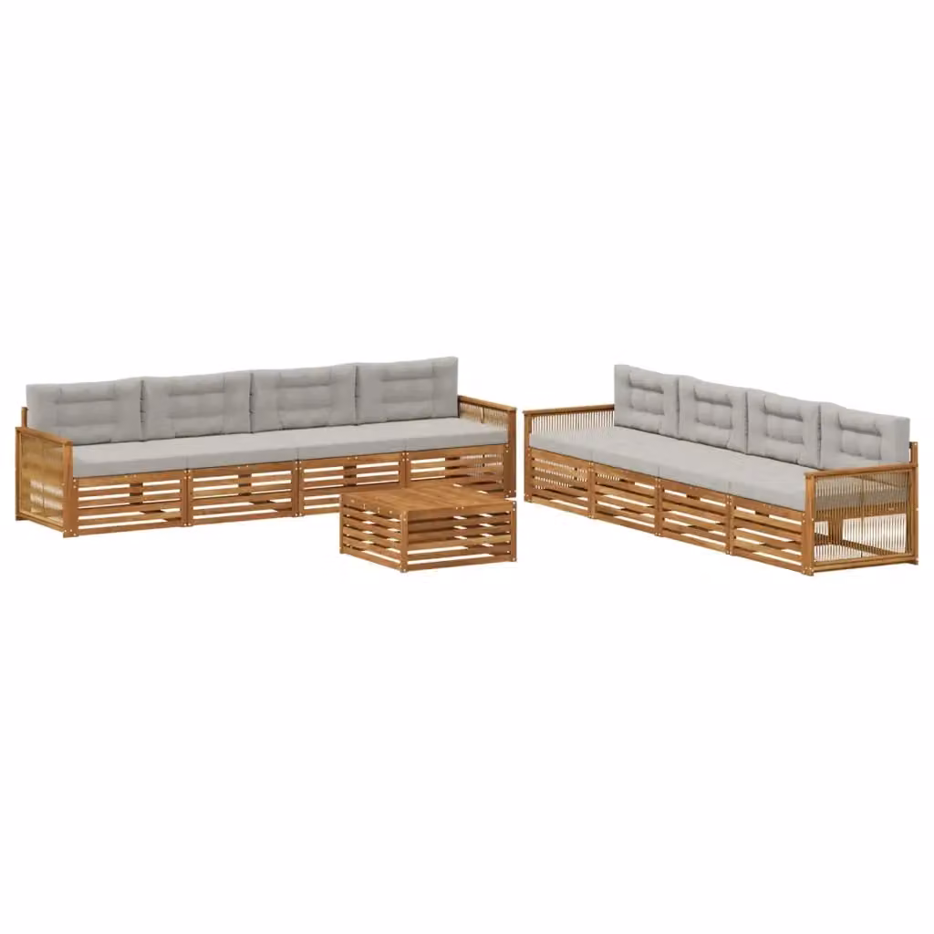 Set di divani da esterno vidaXL in legno di acacia con cuscini, colore beige e grigio – 2
