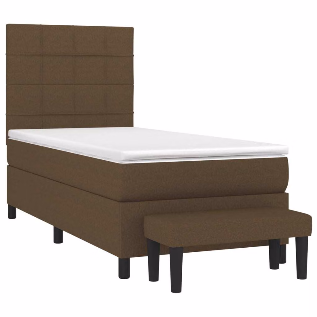 Giroletto a Molle con Materasso Marrone Scuro 100x200cm Tessuto