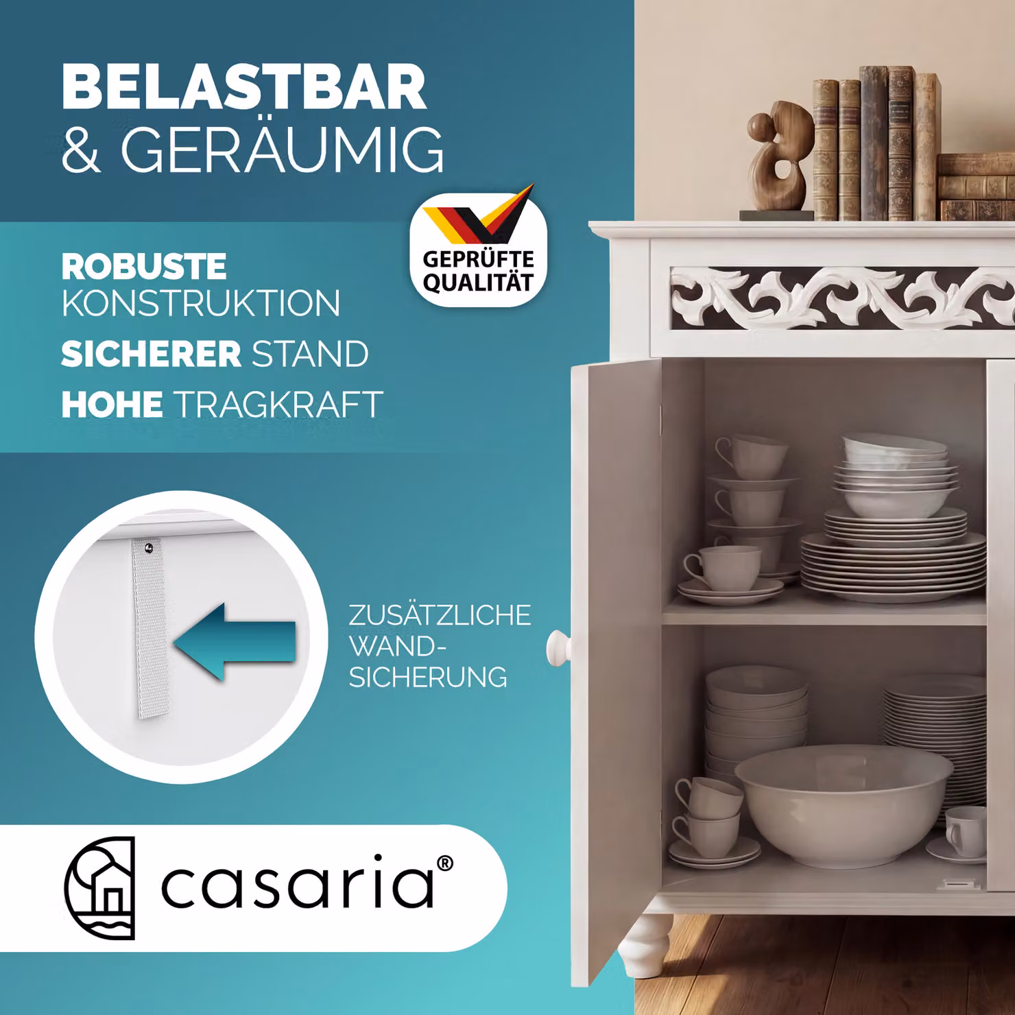 Armadietto Jersey Casaria Bianco Moderno L: 76 cm, H: 65 cm, P: 35 cm – 3