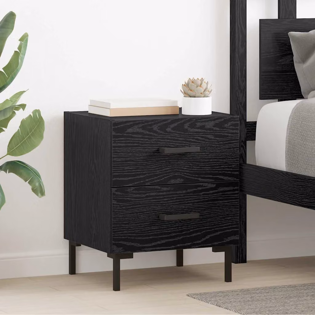 Set di 2 Armadi da Notte vidaXL in Rovere Nero, L 40 cm x P 35 cm x H 47,5 cm