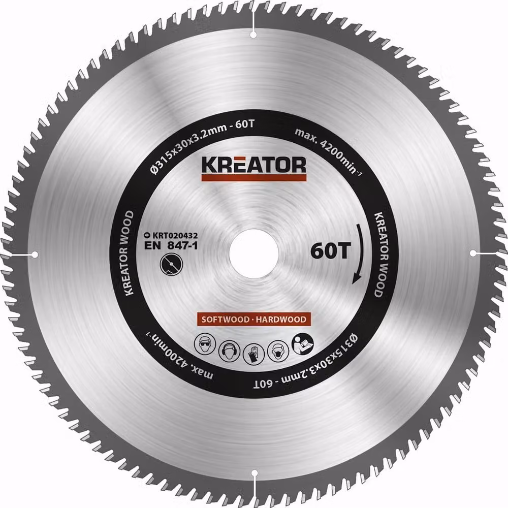 Lama circolare Ø 315 x 30 x 3,2 mm 60 denti Lama per legno + 3 anelli di riduzione