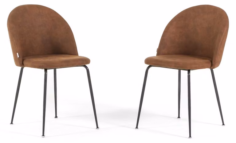 Set di 2 sedie da pranzo in ecopelle, imbottite con gambe in metallo, sedie moderne per cucina, sala da pranzo, bar e ristoranti SARA terracotta/grigio scuro