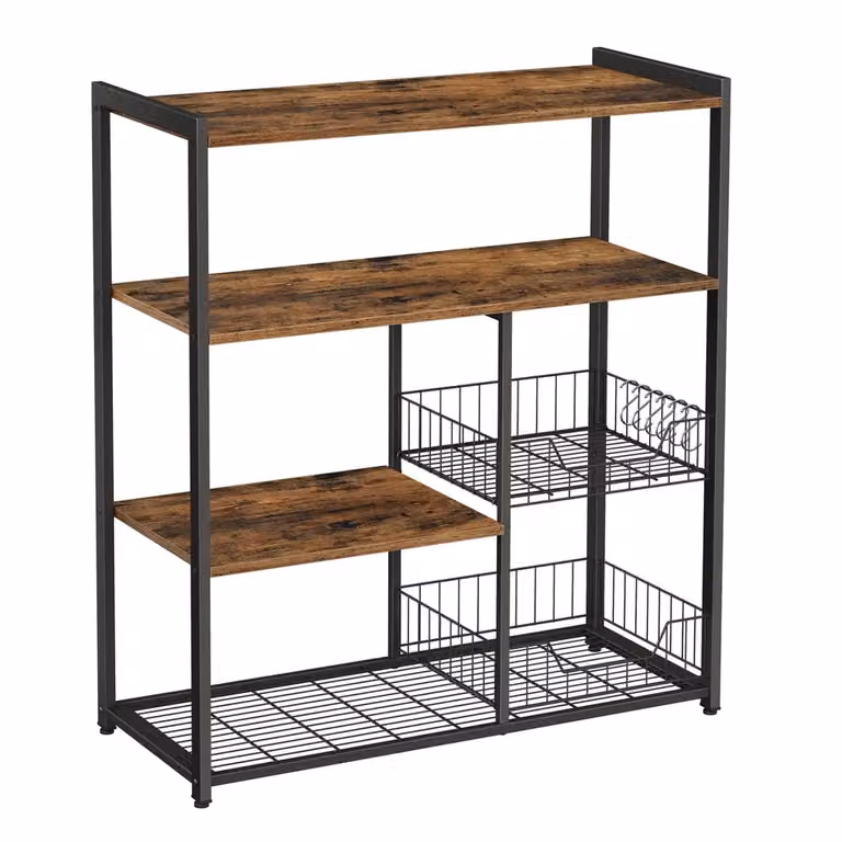 Scaffale da Cucina con Cassetti a Rete, Marrone Rustico