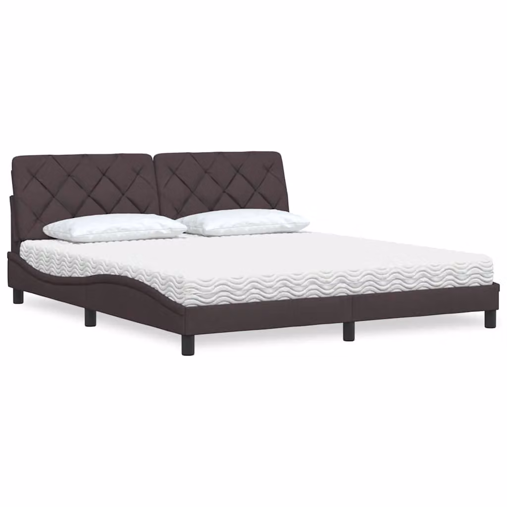 Letto con materasso vidaXL in tessuto marrone e bianco, stile moderno, L/P/H: 180 x 200 x 185 cm