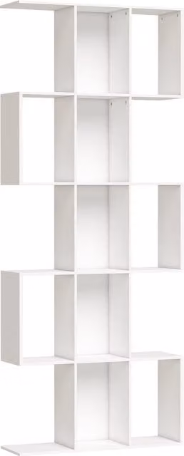 Libreria a forma di S HOMCOM con 5 livelli per soggiorno, camera o ufficio, colore bianco, L 80 cm x P 24 cm x H 200 cm – 1