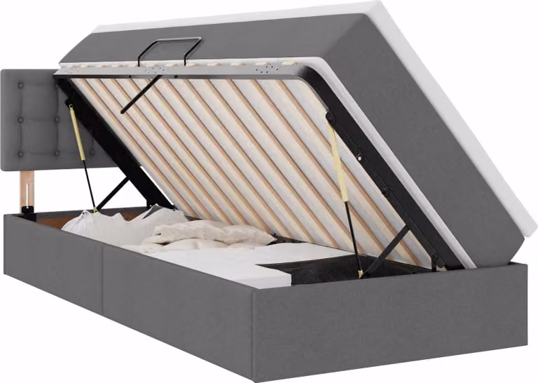 Letto con contenitore LED e materasso Grigio Scuro 90 x 200 cm