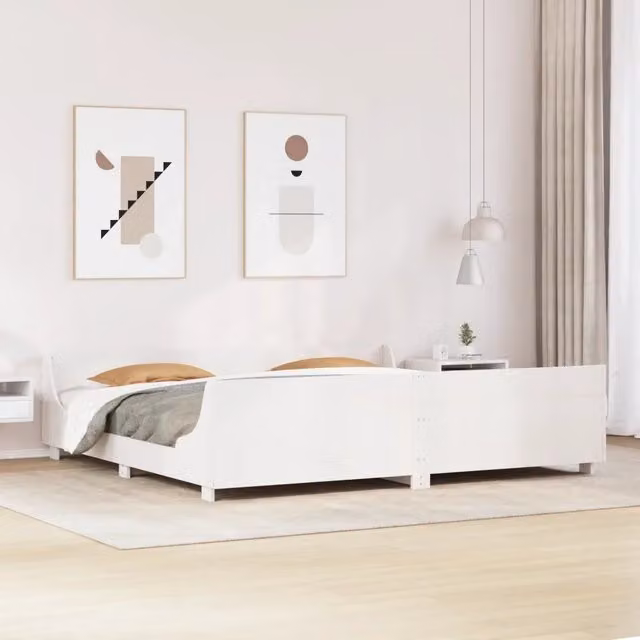 Letto senza Materasso Bianco 180x200 cm Legno Massello di Pino 3302274