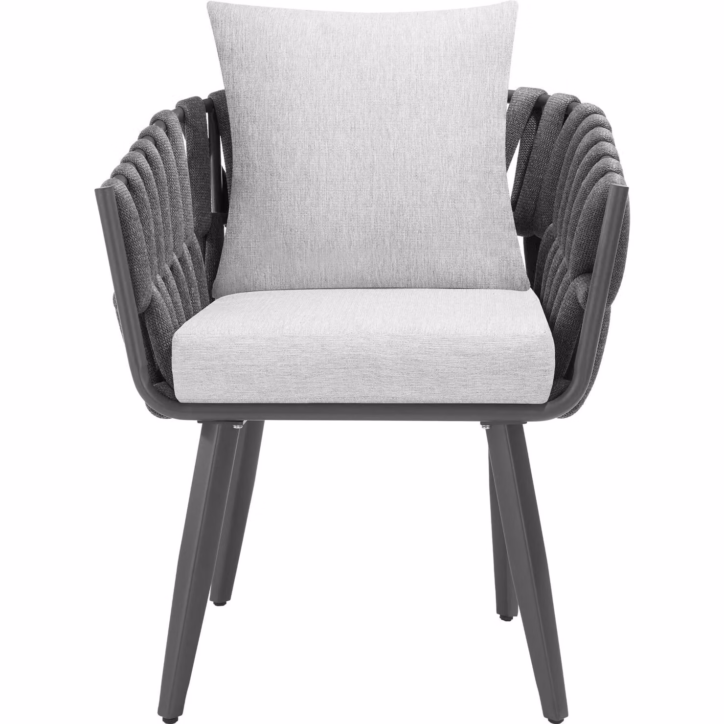 Sedia Lugano TecTake con design Rope e struttura in alluminio antracite, completa di cuscini rimovibili per esterno – 4