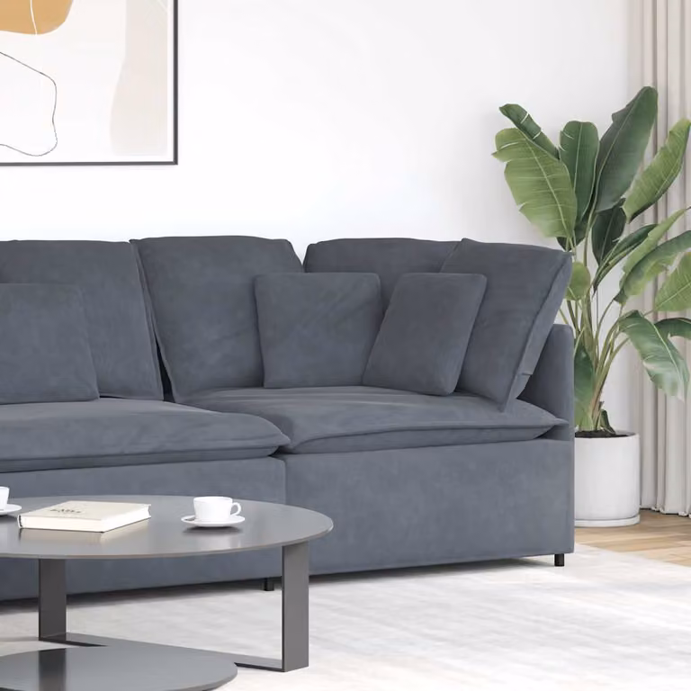 vidaXL Modulo Angolare Divano Modulare con Cuscini Grigio Scuro L: 100 cm