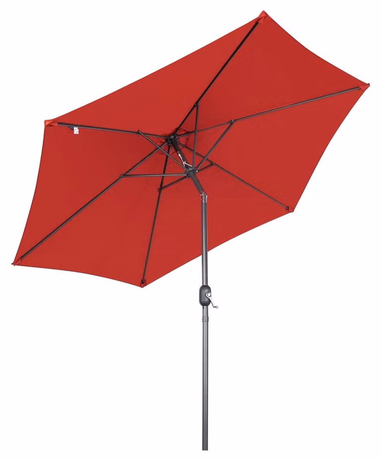 Ombrellone tondo da giardino Ø 270 cm - Protezione UV50+ - Taupe - Poliestere e alluminio - Per balcone, terrazza e giardino