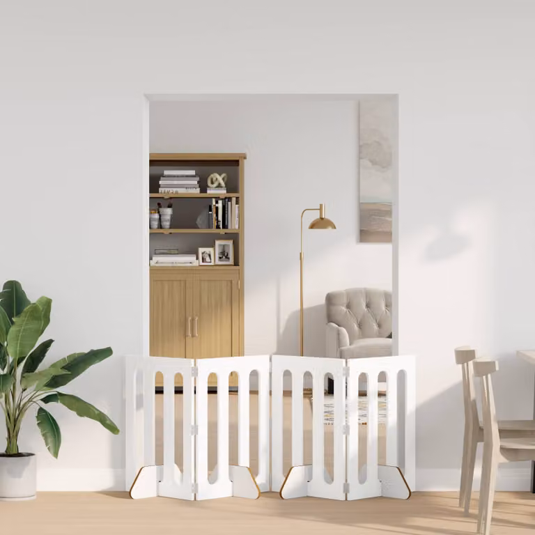 vidaXL Recinto pieghevole per animali 4 pz Bianco L: 201 cm, P: 38 cm, H: 70 cm