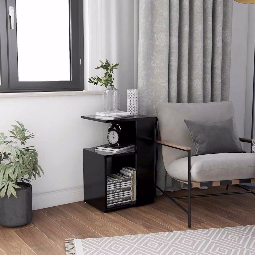 vidaXL Tavolino Moderno Nero in Legno e MDF L: 36 cm, P: 30 cm, H: 56 cm