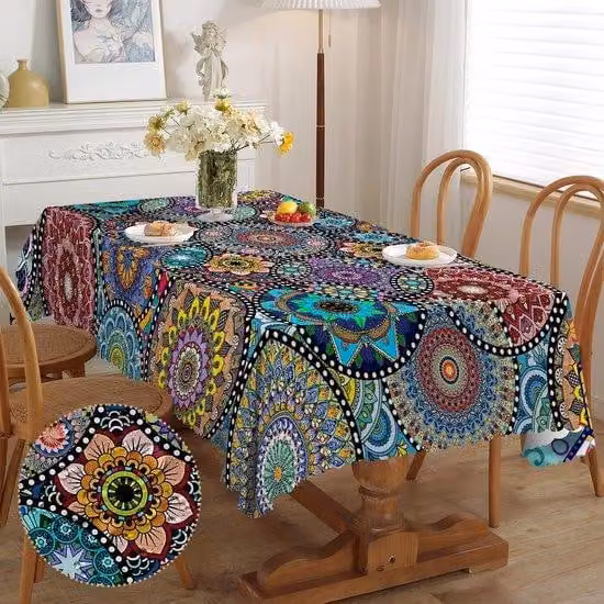 Copritavolo da esterno in stile boho, tessuto resistente all'acqua, facile da pulire, ideale per esterni, interni e occasioni speciali, dimensioni 150x260 cm.