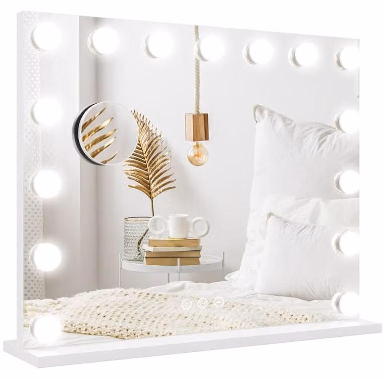 Specchio cosmetico a LED con 15 luci dimmerabili | Colore: Trasparente | Dimensioni: 58x14x48 cm