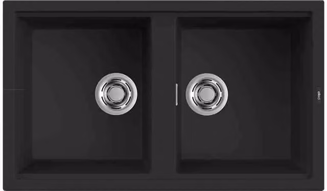 Lavello Elleci Incasso 2 vasche 86x51 Best 450 Keratek Plus Nero Black Assoluto LKB45086