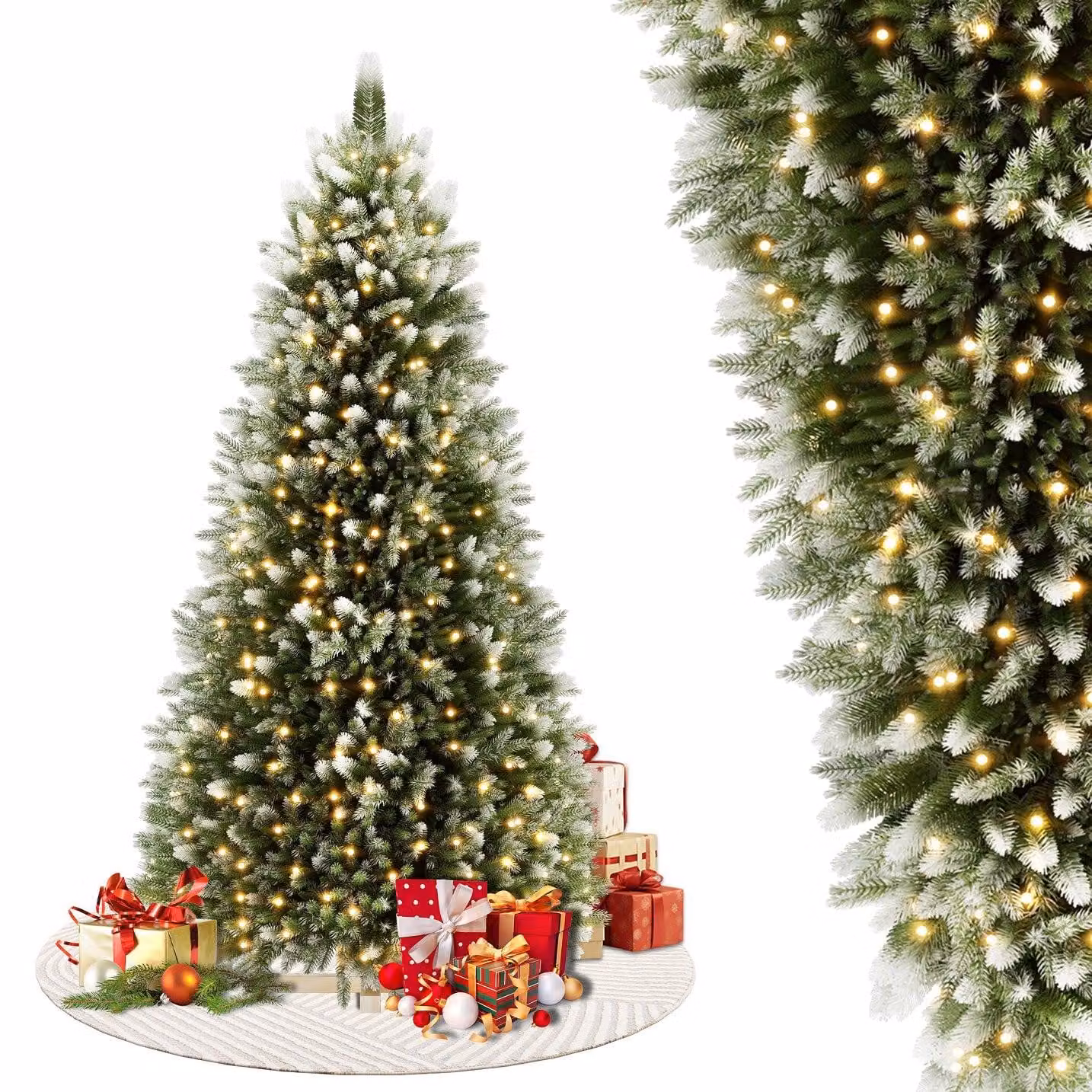 Albero di Natale artificiale - Albero di Natale decorativo - Albero di Natale con effetto neve - Albero di Natale in PVC - Altezza: 225 cm