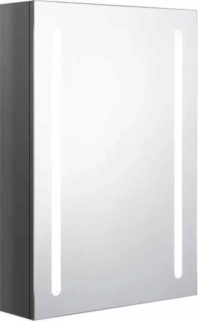 Mobiletto da bagno a parete HELLOSHOP26 in MDF grigio lucido con illuminazione LED integrata e ante con chiusura soft-close L: 50 cm, P: 13 cm, H: 70 cm