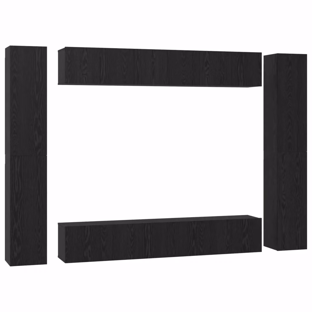 Set mobile TV vidaXL 10 pezzi in legno ingegnerizzato Rovere e Nero per soggiorno – 2