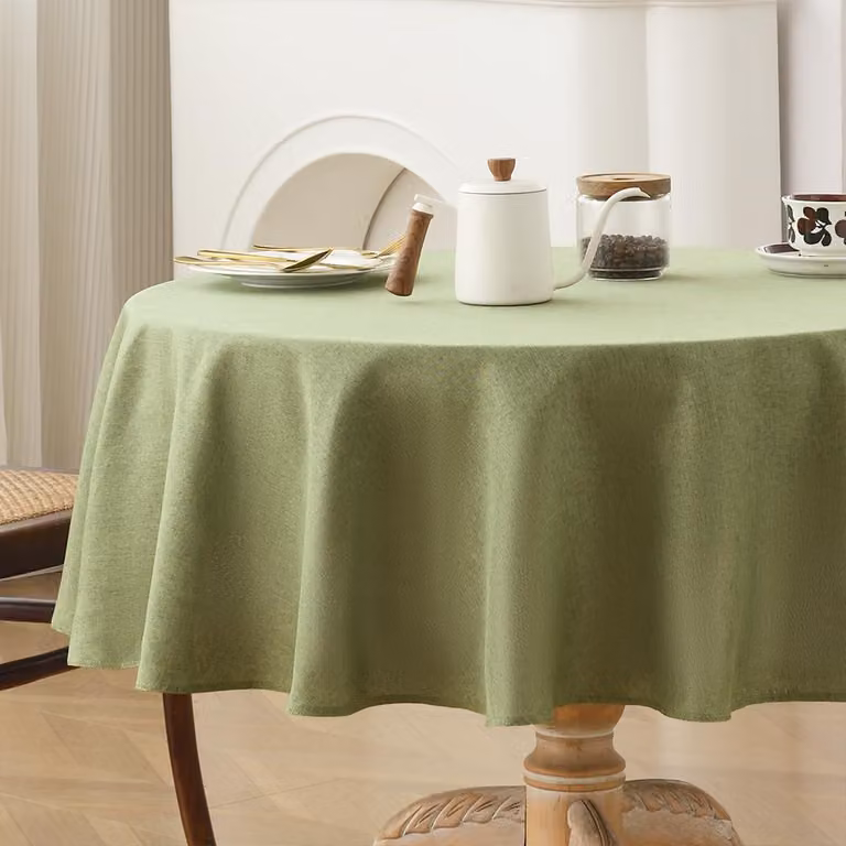 Tovaglia rotonda, impermeabile, aspetto simile al lino, diametro 120 cm, adatta per 2-4 persone, ideale per cucina e giardino