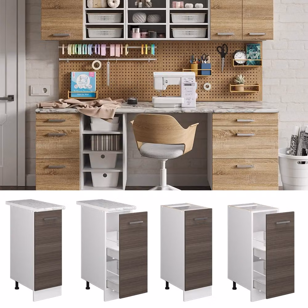 Base universale R-Line Vicco Grigio con anta e piano di lavoro L: 30 cm, H: 81,6 cm, P: 23,6 cm – 2