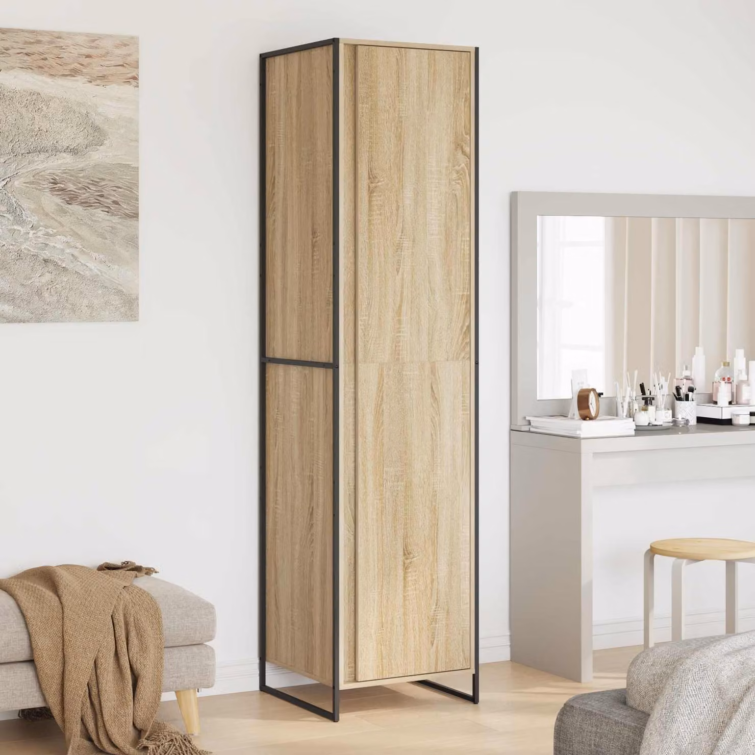 Armadio stile industrial vidaXL in legno e metallo marrone L: 50 cm, P: 50 cm, H: 200 cm