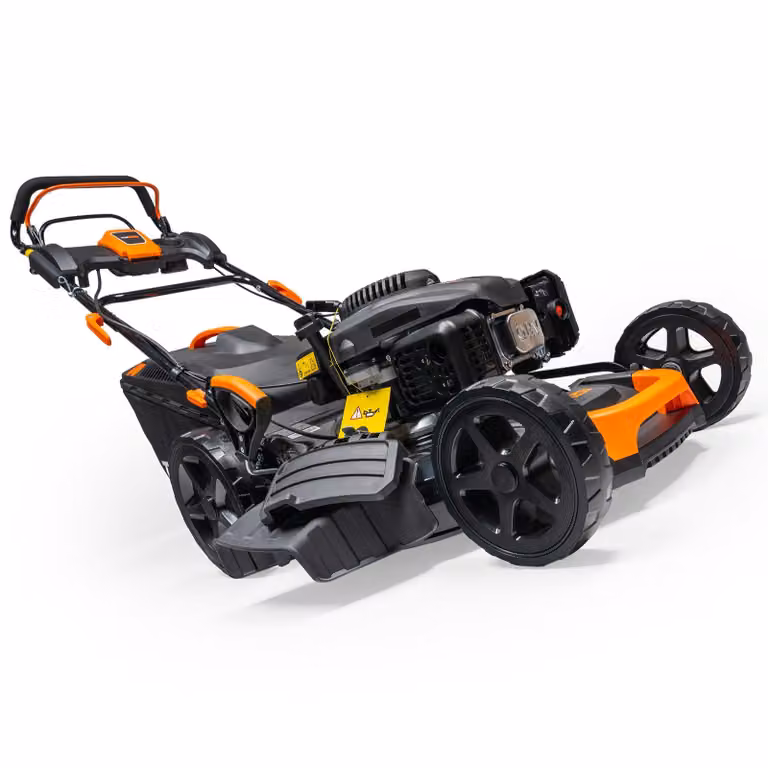 TOP CUT TC-LS-51-196L | Tosaerba a benzina con trazione sulle ruote Loncin 196 cc | 51 cm, funzione mulching 4 in 1, cesto di raccolta da 60 L | Tosaerba con boccola in ghisa, regolazione altezza taglio 25-75 mm