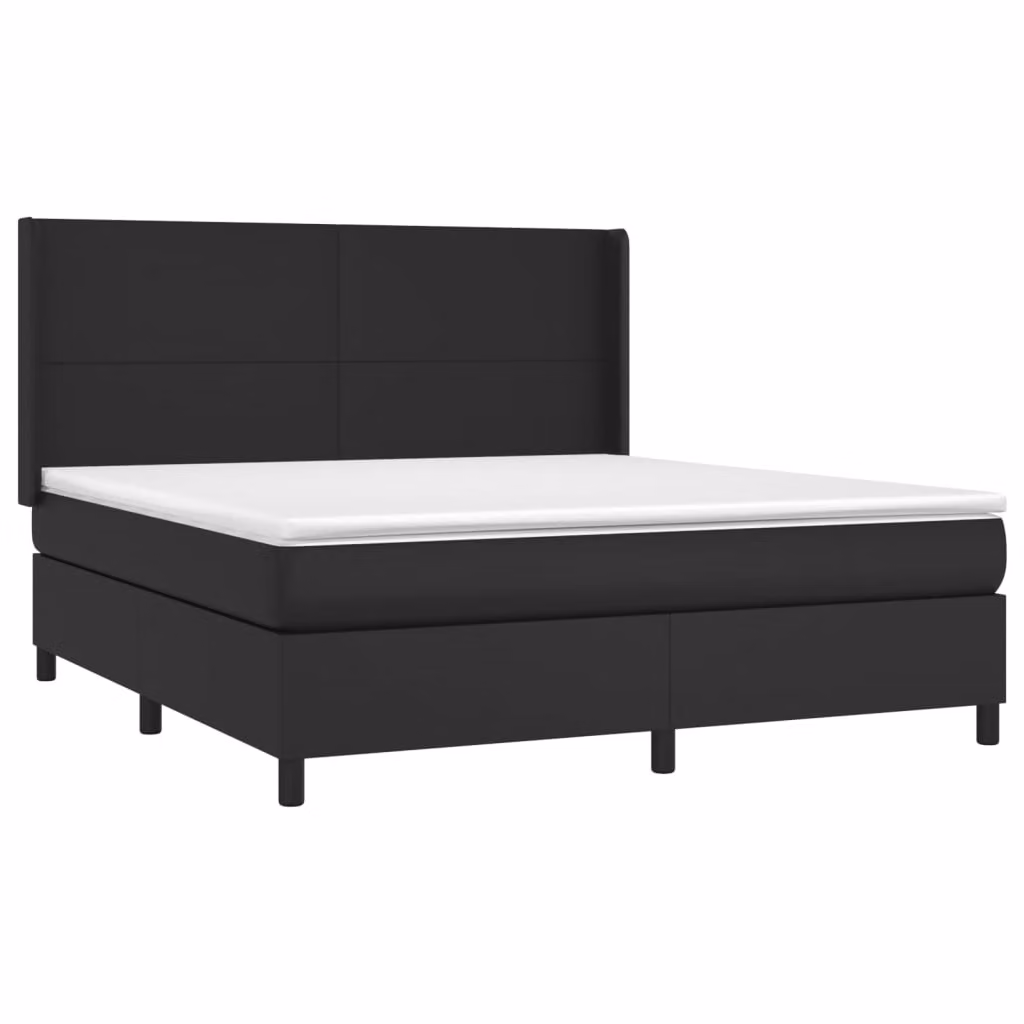 Giroletto a Molle con Materasso Nero 180x200 cm in Pelle finta