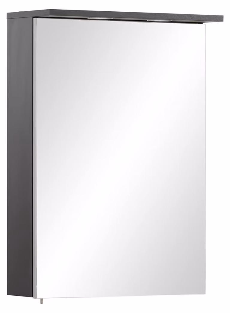 Specchio da bagno con illuminazione a LED, dimensioni 72,3 x 50,4 x 16 cm, colore nero, dotato di prese di corrente