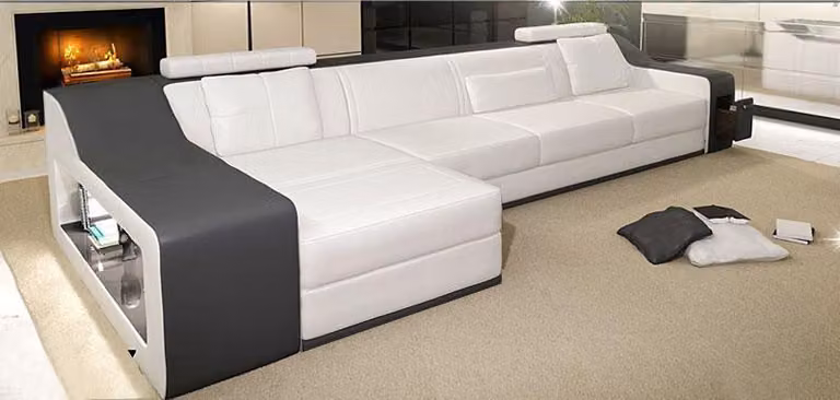Ledersofa mit USB Wohnlandschaft Ecksofa Eck Garnitur Design Modern Sofa B2017B