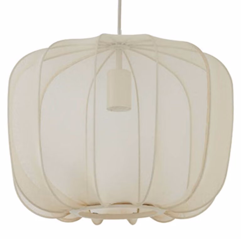 Lampada a sospensione - beige bianco - PLUMERIA - tessile - Ø 40cm - E27 - 2963327 - Light & Living