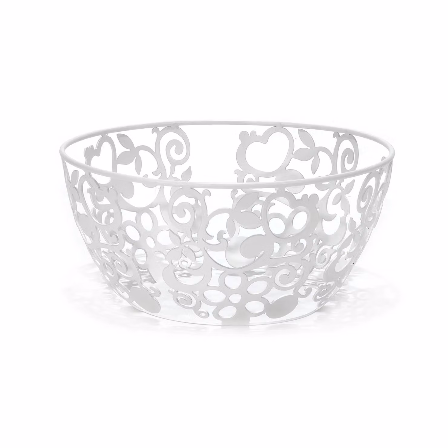 Centrotavola GUSTO CASA in metallo bianco, forma tonda, Diametro: 24 cm, Altezza: 12 cm – 1