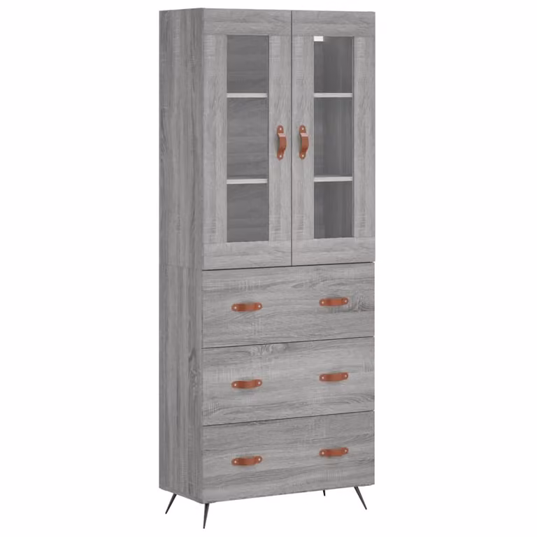 Credenza Grigio Sonoma 69,5x34x180 cm in Legno Multistrato