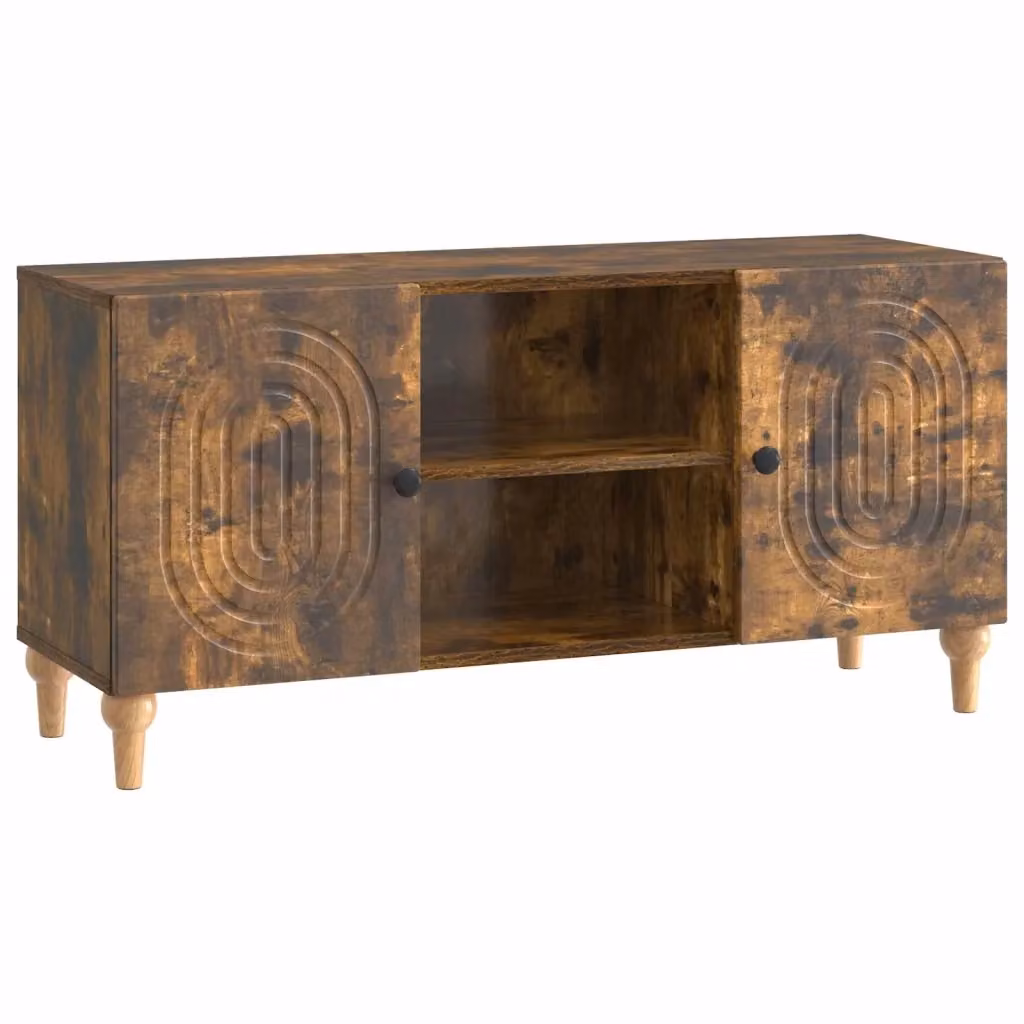 Mobile porta TV moderno in legno ingegnerizzato color rovere fumo, L: 102 cm, P: 34,5 cm, H: 50 cm – 2